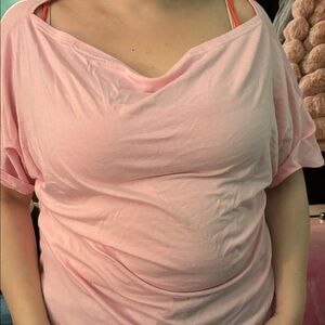 Women's Off-Shoulder Short Sleeve Top - Light Pink